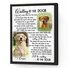 Personalized Pet Memorial Gifts, Two Pet Portraits Waiting at the Door Poem Photo Gift