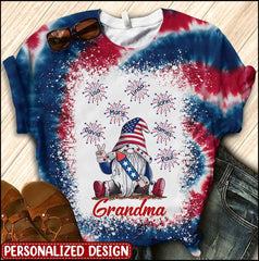 Grandma Gnome Firecracker Grandkids Independence Day Personalized 3D T-Shirt