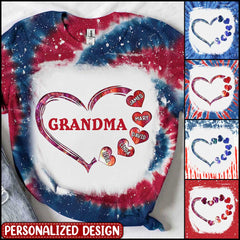 Grandma - Mom With Sweet Heart Kids 4th Of July Personalized 3D T-Shirt