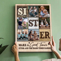 Personalized Sister Photo Collage Poster, Mother’s Day Gift for Sister, Sister Photo Gifts, Christmas Sister Gift