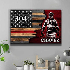 Half Thin Red Line Bunker Gear With Unit Number Personalized Firefighter Print