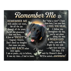 Remember Me Dog Memorial Poster, Dog Memorial Picture Frame, Dog Loss Sympathy Canvas