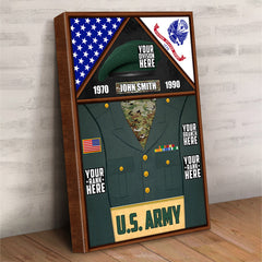 Personalized Gift For Military Veteran Dad Grandpa Veteran Custom Uniform Rank Name Division Image Veteran Poster Canvas H2511