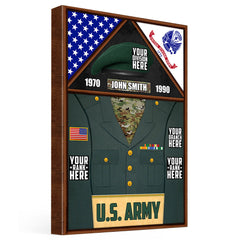 Personalized Gift For Military Veteran Dad Grandpa Veteran Custom Uniform Rank Name Division Image Veteran Poster Canvas H2511