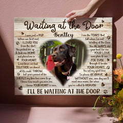 Waiting At The Door Dog Memorial Poster, Personalized Photo Dog Memorial Gifts