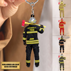 Firefighter Department Name Shaped - Personalized Acrylic Keychain