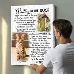 Personalized Cat Loss Gifts, Custom Memorial Cat Wall Art, Cat Memorial Gifts, Waiting At The Door