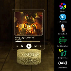 Custom Photo , Song 3D LED Night Lamp for Music Lovers, Valentine Gift, Anniversary Gifts For Her Him