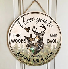 Personalized Deer Love To The Woods Customized Wood Circle Sign