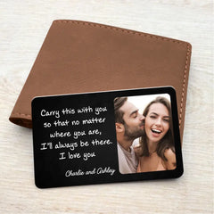 Carry This So I‘ll Always Be There Custom Photo Wallet Keepsake Personalized Metal Wallet Card