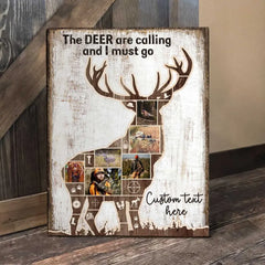 Gifts for Deer Hunters, Personalized Photo Collage Canvas Hunting Gift for Men, Deer Wall Art