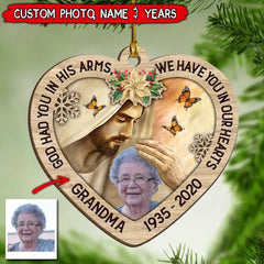 Memorial Custom Photo Gift, God Has You In His Arms, I Have You In My Heart Personalized Ornament