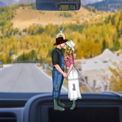 Personalized Car Acrylic Ornament, Couple Portrait, Personalized Gifts Custom Farming Ornament for Couples, Farmers Gifts