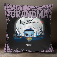 Grandma Of Little Monsters -  Custom  Pillow - Halloween Gift For Grandma, Mom