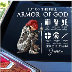 Personalized Woman Warrior Put On The Full Armor Of God Sticker Decal