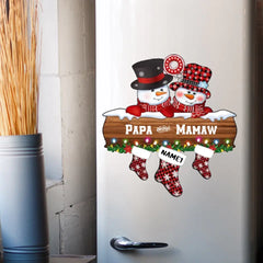 Personalized Christmas Papa & Mamaw Couple Snowman Socks Sticker Decal