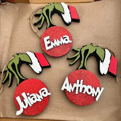 Personalized Grinchma Ornaments, Wooden Christmas Ornaments