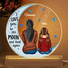 Personalized 3D LED Light Wooden Base - Gift For Grandma - I Love You To The Moon And Back