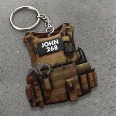 Police Bulletproof Vest Personalized Flat Keychain