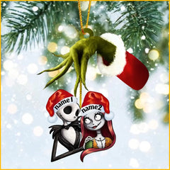 Christma Tree Decor - Ghost Couple with Name, Green hands Personalized Ornament