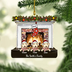 Family Christmas Ornament, Merry Christmas, Christmas Stockings Hanging - Personalized Wooden Ornament, Gift For Dog Lover