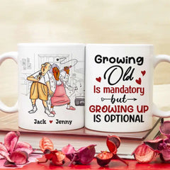 Grow Up Is Optional - Personalized Couple Mug - Gift For Funny Old Couple