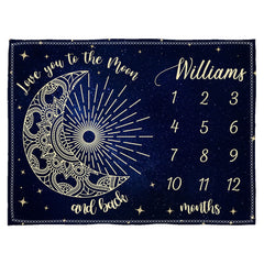 Night Sky Love You to the Moon and Back Growth Mat Mandala Moon Stars Baby Month Blanket Personalized Monthly Milestone Blankets