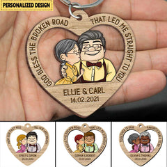 Personalized God Bless The Broken Road That Led Me Straight To You Ntk23dec21vn2 Custom Wooden Keychain Humancustom - Unique Personalized Gifts 4.5x4.5 cm 