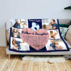 Father And Daughter Photo Collage Blanket, Personalized Fathers Day Gifts From Daughter