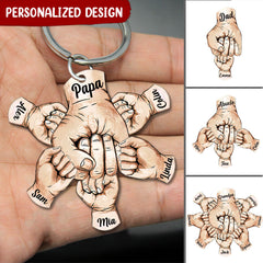 Grandpa, Papa, Daddy Hands Print Personalized Acrylic Keychain KNV17MAY22NY1 Acrylic Keychain Humancustom - Unique Personalized Gifts 