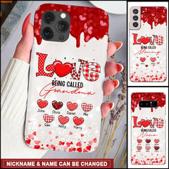 Personalized Funny Valentine Grandma Matching Kids Name Silicon Phone Case