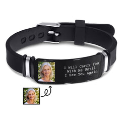 Custom Photo I'll Carry You - Memorial Gift For Family, Siblings, Friends, Dog Lovers, Cat Lovers - Personalized Engraved Bracelet