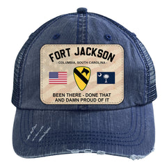 U.S Veteran Custom Distressed Trucker Cap Proudly Served Military Base Personalized Gift