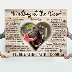 Waiting At The Door Dog Memorial Poster, Personalized Photo Dog Memorial Gifts