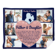 Father And Daughter Photo Collage Blanket, Personalized Fathers Day Gifts From Daughter