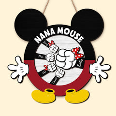 Nana Mouse, Gift For Grandma, Personalized Wood Sign, Family Kid Mouse Hand Wood Sign