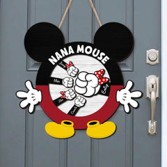 Nana Mouse, Gift For Grandma, Personalized Wood Sign, Family Kid Mouse Hand Wood Sign