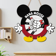 Nana Mouse, Gift For Grandma, Personalized Wood Sign, Family Kid Mouse Hand Wood Sign