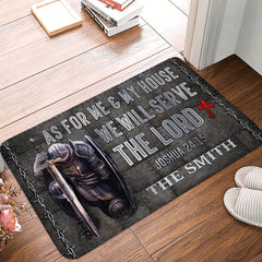 As for me & My House We Will Serve The Lord Knight Personalized Doormat